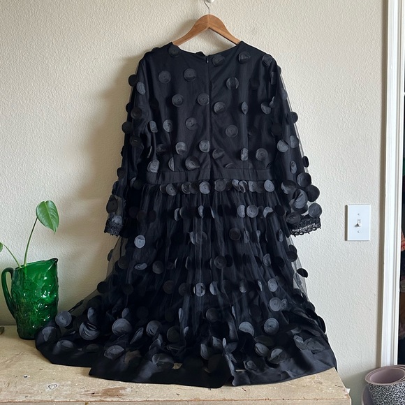 Dainty Jewells Black Polka Dot Applique Midi Dress - Picture 6 of 15